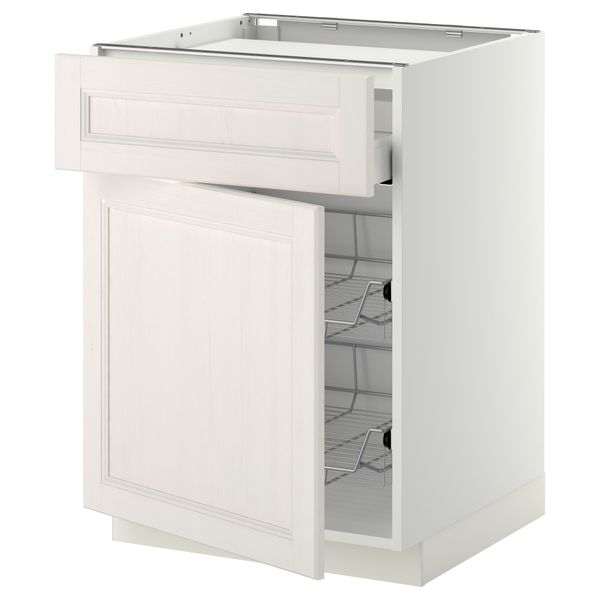 Напольный шкаф для варочной панели, ящик, 2 проволочных корзины МЕТОД / МАКСИМЕРА, белый, Лаксарби белый (60x60 см) - фото 1