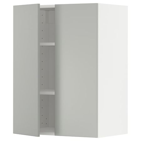 METOD Навесной шкаф с полками/2дверцы - белый/Havstorp светло-серый 60x80 см
