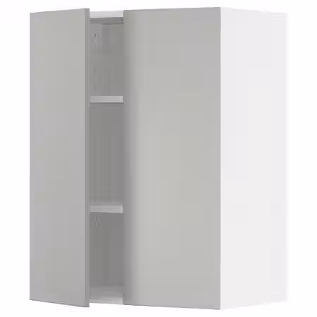METOD Навесной шкаф с полками/2дверцы - белый/Havstorp светло-серый 60x80 см