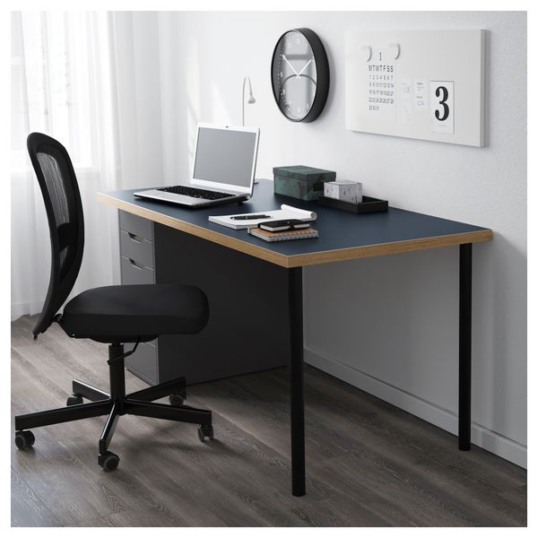 Стол ЛИННМОН / АЛЕКС, синий, серый (150x75 см) - фото 2