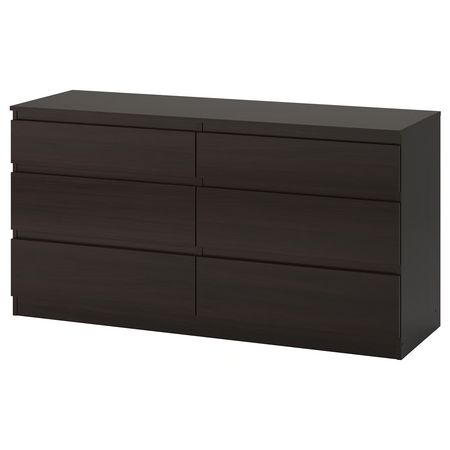 KULLEN Комод с 6 ящиками - черно-коричневый 140x40x72 см