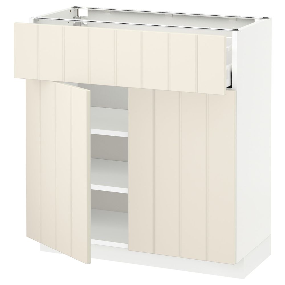 Напольный шкаф + ящик/2дверцы, белый/Хитарп белый с оттенком 80x37 см IKEA METOD МЕТОД / MAXIMERA МАКСИМЕРА 792.307.29 - схема-чертеж с размерами