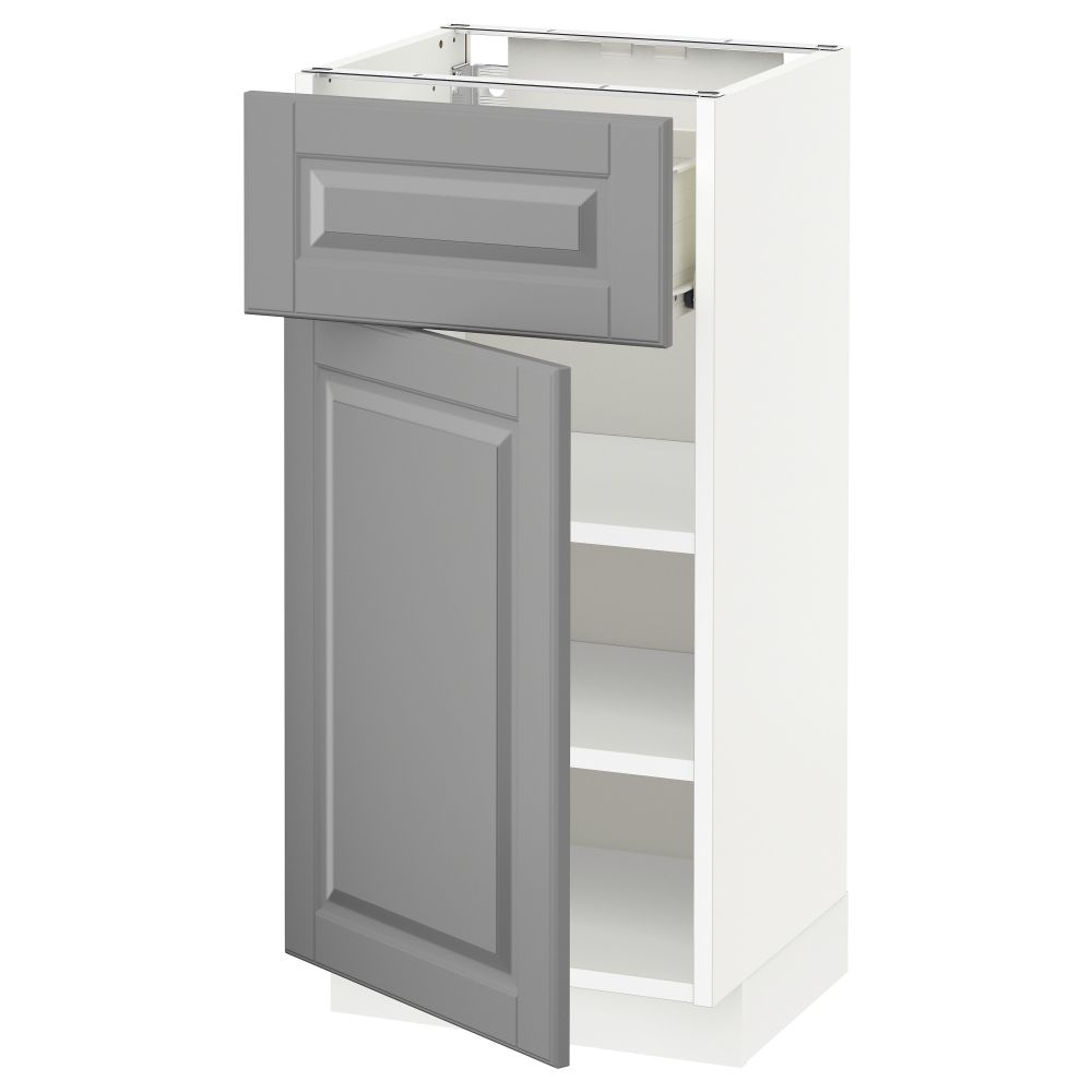 Напольный шкаф с ящиком, дверью МЕТОД / ФОРВАРА, белый, Будбин серый - схема-чертеж с размерами