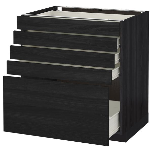 Напольный шкаф с 5 ящиками МЕТОД / ФОРВАРА, черный, Тингсрид черный - схема-чертеж с размерами