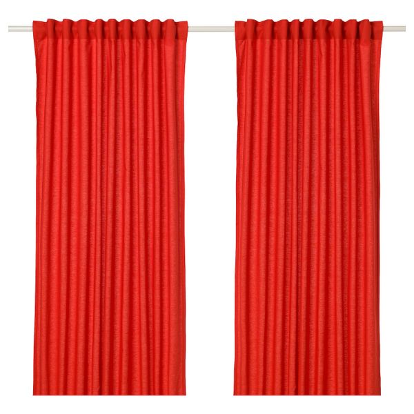 Гардины, 2 шт., красный 145x300 см IKEA ANNALOUISA АННАЛУИЗА 504.108.39 - фото 1
