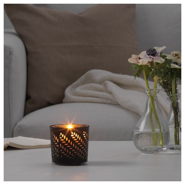 Украшение для свечи в стеклянном стакане СТАБИГ, черный (8 см) - фото 2