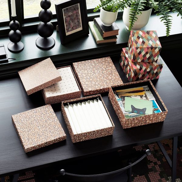 Набор коробок с крышкой, 3шт, точечный коричневый IKEA DEKORERA ДЕКОРЕРА 604.724.07 - фото 4