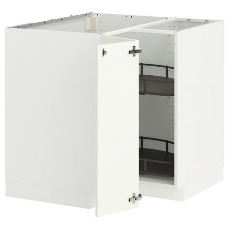 METOD Угловой напольн шкаф с вращающ секц - белый/Vallstena белый 88x88 см