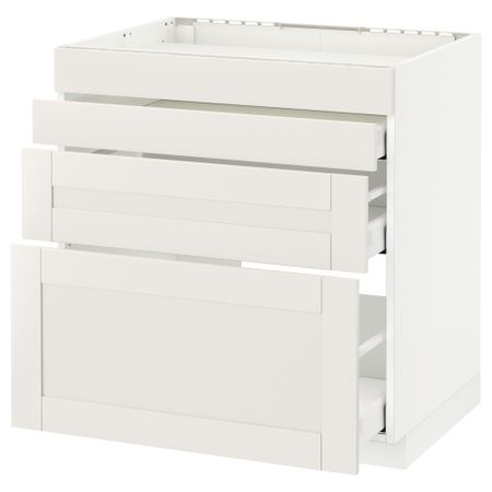 Напольный шкаф для духовки, 4фасада, 3 ящика МЕТОД / МАКСИМЕРА, белый, Сэведаль белый