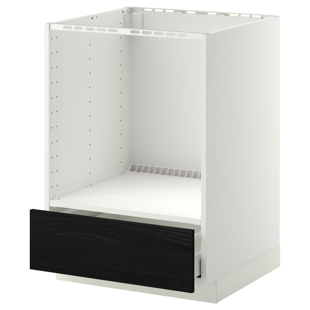 Напольный шкаф для духовки, с ящиком МЕТОД / МАКСИМЕРА, белый, Тингсрид черный (60x60 см) - схема-чертеж с размерами