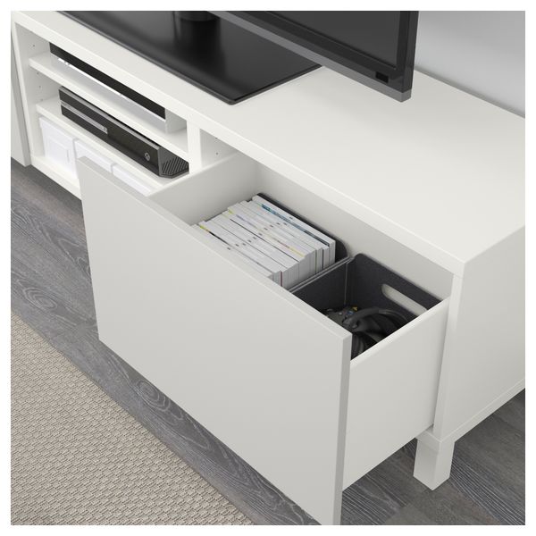Тумба для ТВ с ящиками БЕСТО, белый, Лаппвикен светло-серый (180x40x48 см) - фото 3