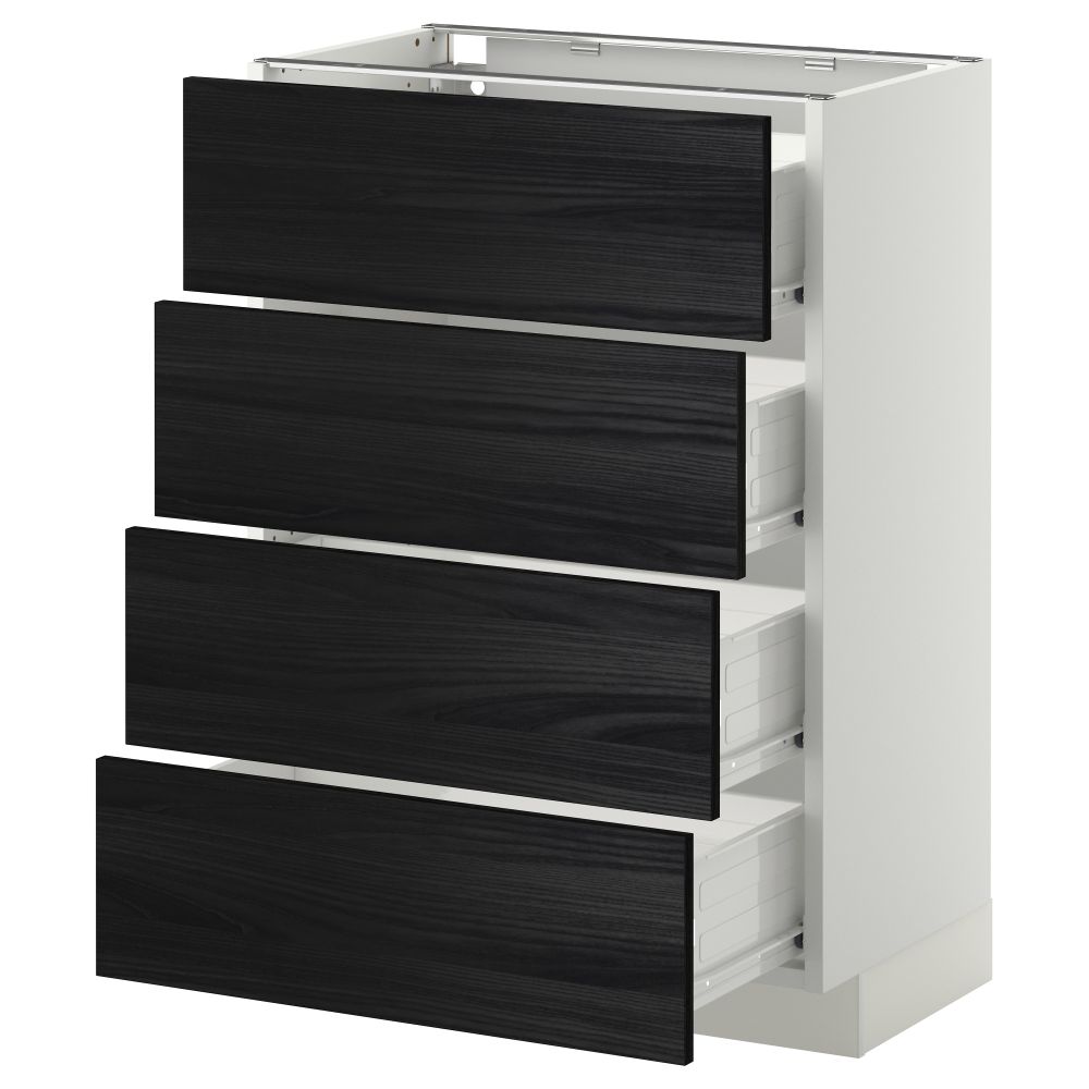 Напольный шкаф 4 фронтальных панели, 4 ящика МЕТОД / ФОРВАРА, белый, Тингсрид черный - схема-чертеж с размерами