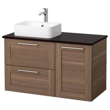 Шкаф с раковиной 45x32 см ГОДМОРГОН/ТОЛКЕН / ХОРВИК, под грецкий орех, антрацит (102x49x72 см)