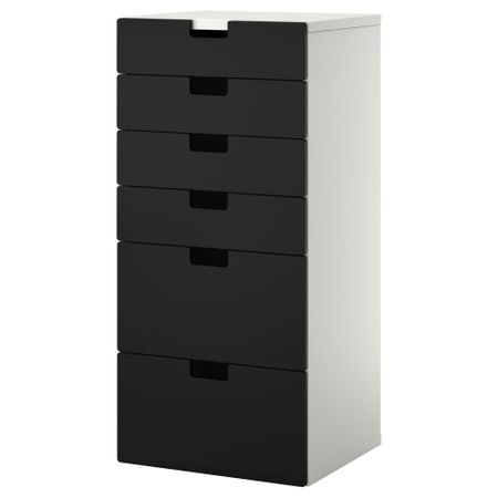 Комбинация для хранения с ящиками СТУВА, белый, черный (60x50x128 см)