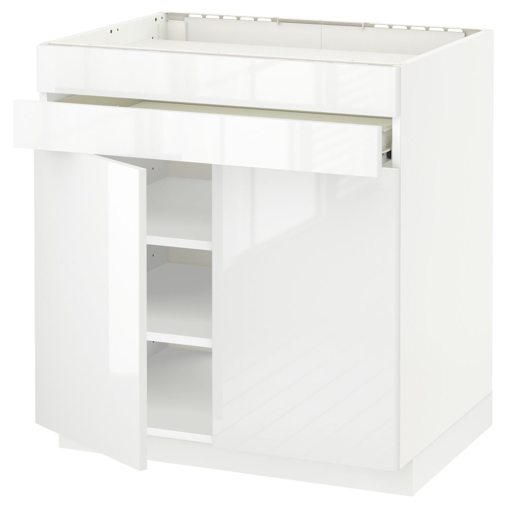 Напольный шкаф для варочной панели, 2 ящика, 2 фасада, 1 ящик МЕТОД / ФОРВАРА, белый, Рингульт белый (80x60 см) - схема-чертеж с размерами