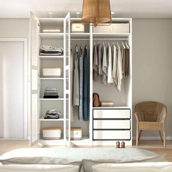 Гардероб, белый, белое стекло, 175x60x236 см IKEA PAX ПАКС, TYSSEDAL ТИССЕДАЛЬ 394.801.50 - схема-чертеж с размерами