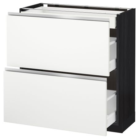 Напольный шкаф, 2 фасада, 3 ящика МЕТОД / МАКСИМЕРА, черный, Нодста белый