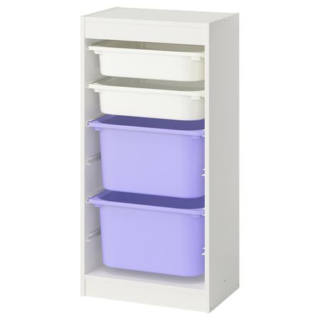 TROFAST Комбинация д/хранения+контейнеры - белый белый/сиреневый 46x30x94 см