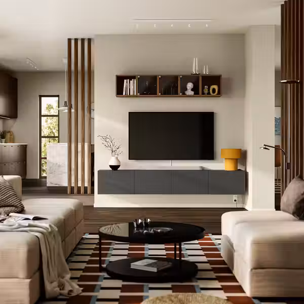 BESTÅ Тумба под ТВ, с дверцами - темно-серый/Lappviken темно-серый 240x42x38 см - фото 2