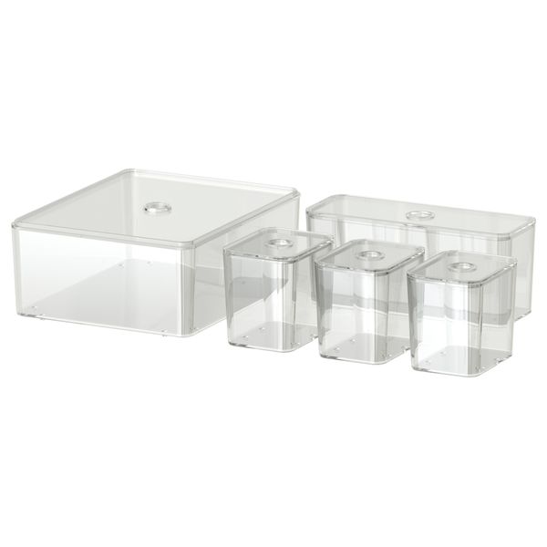 Контейнер с крышкой, 5 шт ГОДМОРГОН, прозрачный (24x20x10 см) - фото 1