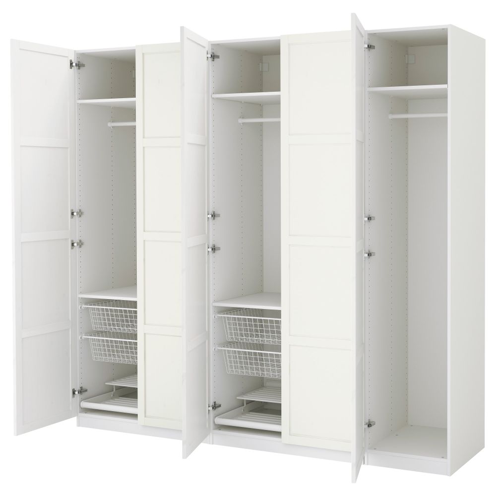 Гардероб ПАКС, белый, Хемнэс белая морилка (250x60x236 см) - фото 1