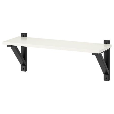 Полка навесная, белый, черный, 59x22 см IKEA БУРГУЛЬТ / ЭКБИ ВАЛЬТЕР 492.905.45