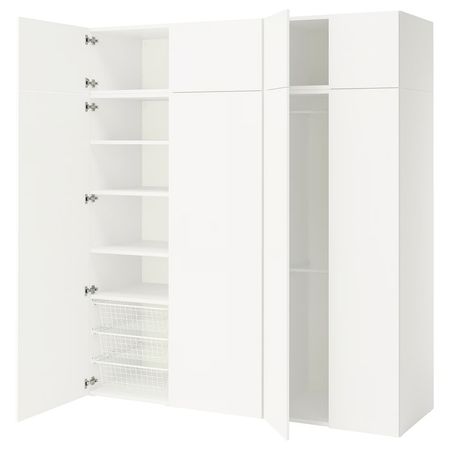 PLATSA Гардероб с 8 дверями - белый/Fonnes белый 200x57x221 см