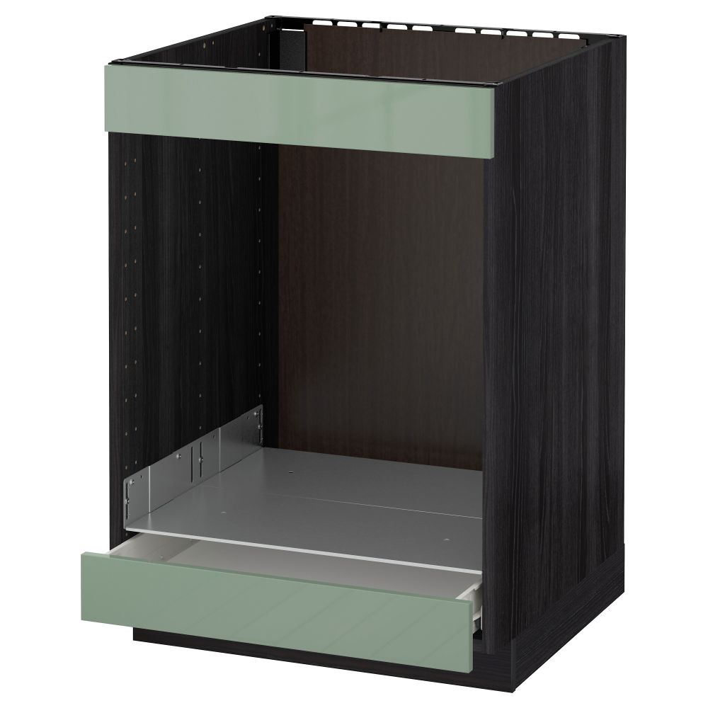 Напольный шкаф для/вароч панели+духовки/ящик МЕТОД / ФОРВАРА, черный, Калларп светло-зеленый (60x60 см) - фото 1