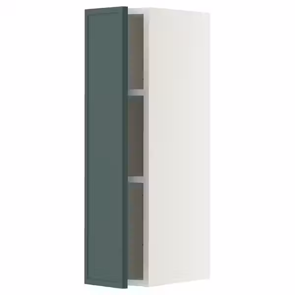 METOD Навесной шкаф с полками - белый/Aspudden темный серо-зеленый 20x80 см - фото 1