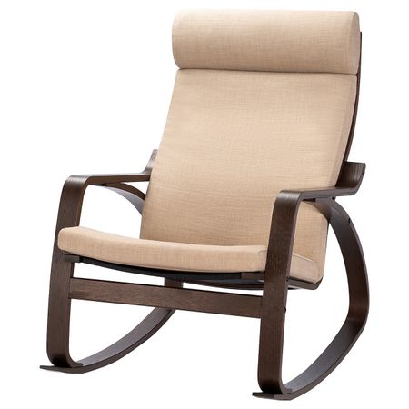 Кресло-качалка, коричневый/Шифтебу бежевый IKEA POÄNG ПОЭНГ 793.987.90