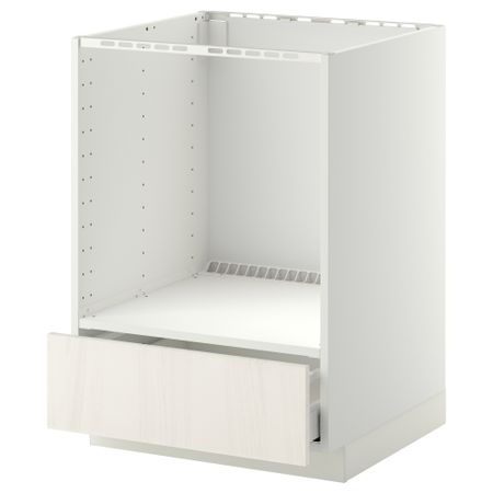 Напольный шкаф для духовки, с ящиком МЕТОД / МАКСИМЕРА, белый, Росдаль белый (60x60 см)