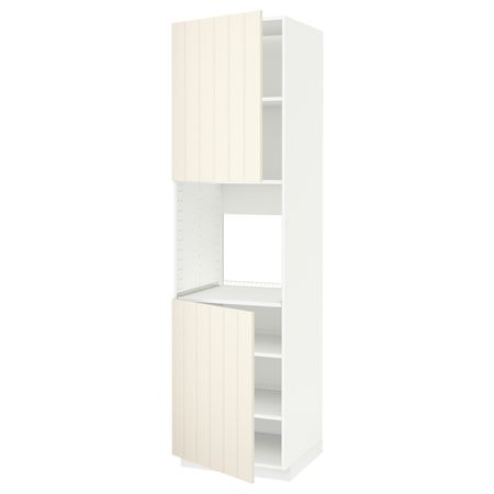 Высокий шкаф для духовки/2дверцы/полки, белый/Хитарп белый с оттенком 60x60x220 см IKEA METOD МЕТОД 892.265.38