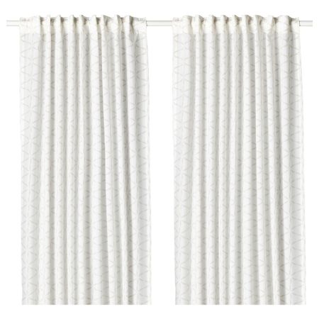Гардины, 1 пара ФЬЕЛЛЬБИНКА, белый, светло-бежевый (145x300 см)