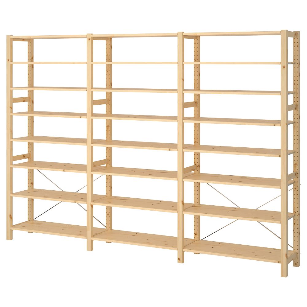 3 секции, полки, 259x30x179 см, сосна IKEA IVAR ИВАР 692.483.86 - фото 1