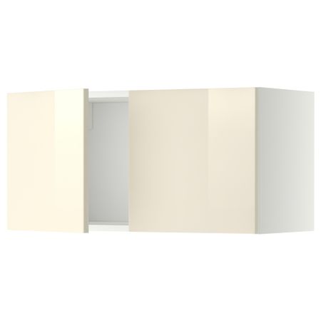 Навесной шкаф с 2 дверями МЕТОД, белый, Рингульт кремовый (80x40 см)