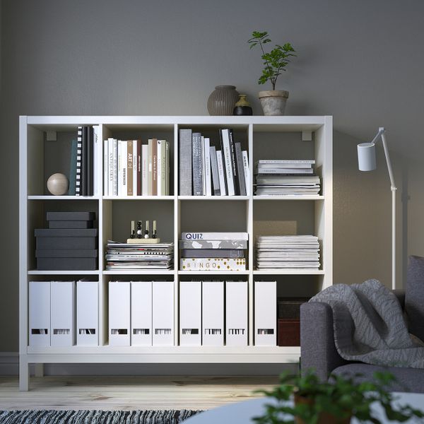 Стеллаж с основанием, белый/белый 147x129 см IKEA KALLAX КАЛЛАКС 894.758.20 - фото 2