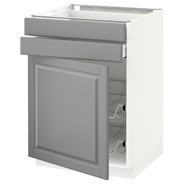 Напольный шкаф, дверца, 2 ящика, проволочных корзин МЕТОД / МАКСИМЕРА, белый, Будбин серый - схема-чертеж с размерами