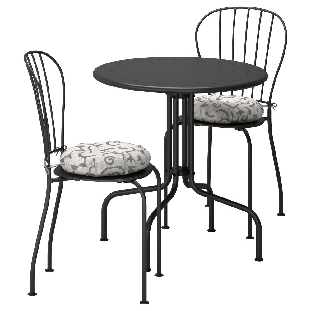 Стол + 2 стула, для сада ЛЭККЭ, серый, Стегон бежевый - фото 1