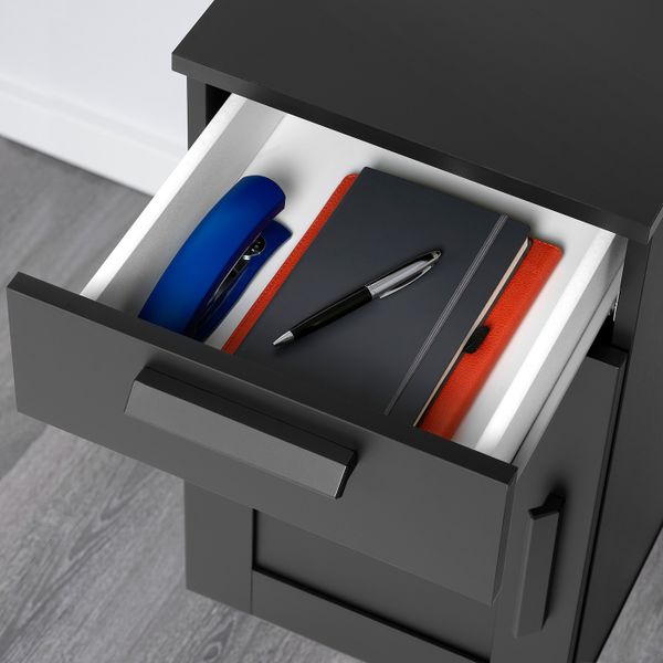 Тумба с ящиками на колесах, черный 35x68 см IKEA BRIMNES БРИМНЭС 704.784.37 - фото 2