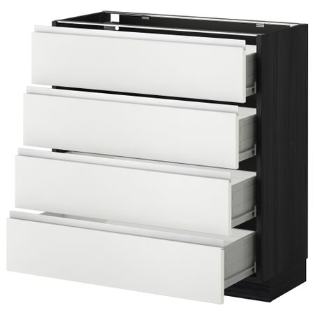 Напольный шкаф 4 фронтальных панели, 4 ящика МЕТОД / ФОРВАРА, черный, Нодста белый