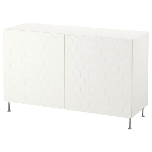 Комбинация для хранения с дверцами, белый/вассвик/сталларп белый 120x40x74 см IKEA БЕСТО 692.666.29 - фото 1