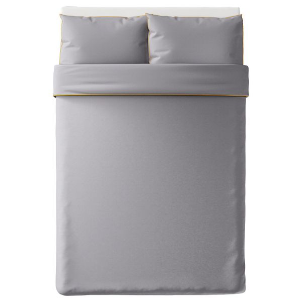 Пододеяльник и 2 наволочки, серый/желтый 200x200/50x70 см IKEA KUNGSBLOMMA КУНГСБЛОММА 004.231.32 - схема-чертеж с размерами