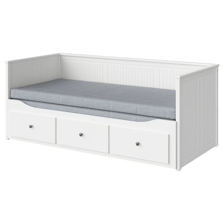 HEMNES Кушетка с 2 матрасами/3ящиками - белый/Ågotnes жесткий 80x200 см