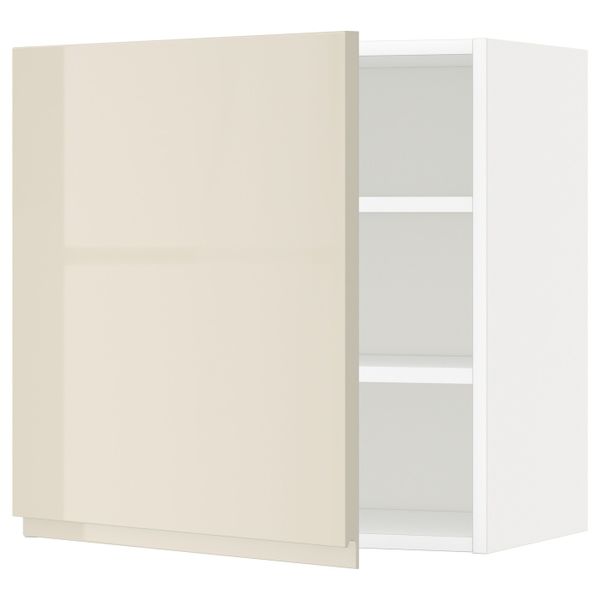 Навесной шкаф с полками, белый/Воксторп глянцевый светло-бежевый 60x60 см IKEA METOD МЕТОД 094.459.50 - фото 1