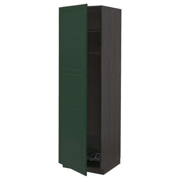 Высокий шкаф с полками, проволочные корзин, черный/Будбин темно-зеленый 60x60x200 см IKEA МЕТОД 693.146.73 - схема-чертеж с размерами