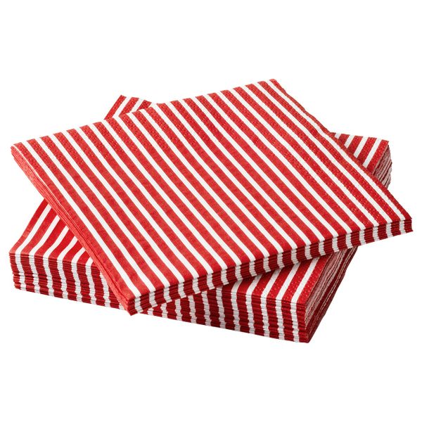 Салфетка бумажная, орнамент «полоска» красный, белый 24x24 см IKEA VINTER 2020 ВИНТЕР 2020 404.725.83 - схема-чертеж с размерами