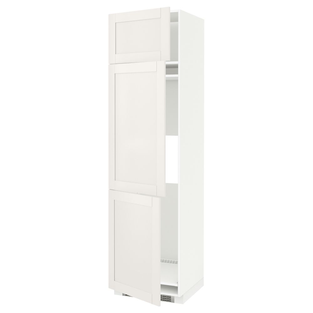 Высокий шкаф для холодильника или морозильника, с 3 дверями МЕТОД, белый, Сэведаль белый - схема-чертеж с размерами