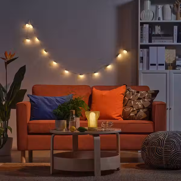 SOLVINDEN Гирлянда, 12 светодиодов - на солнечной батарее/бежевый белый - фото 4