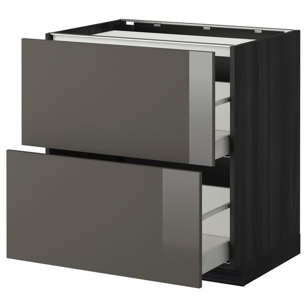 Напольный шкаф, 2 фронтальных панели, 3 ящика МЕТОД / МАКСИМЕРА, черный, Рингульт серый - фото 1