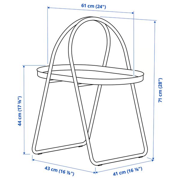 MÅBÄRSSKÄR МОБЭРССКЭР Журнальный стол - для сада для дома/белый 61x41 см - схема-чертеж с размерами
